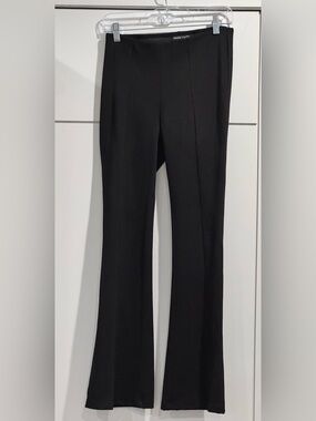 Black Flare Stretch Pants.  Flair leg with cuts
